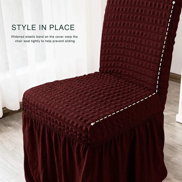 Premium Bubble Frilled Chair Cover Maroon - Image 3